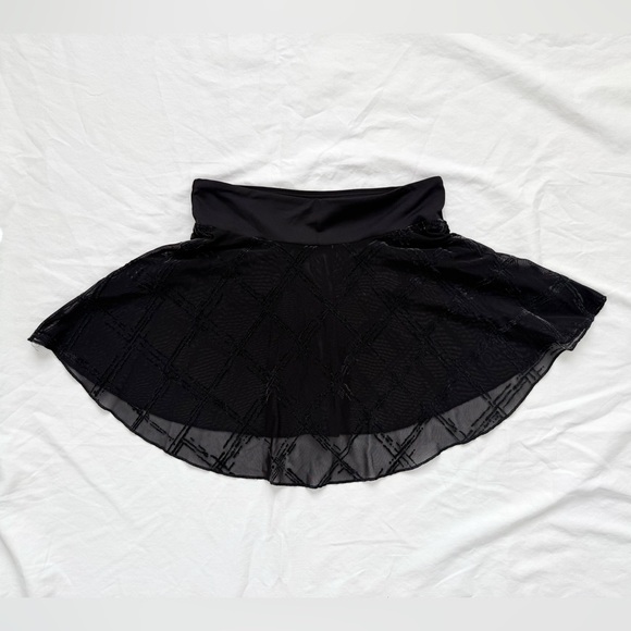 Mirella Black Elastic Mesh + Velvet Detail Ballet Skirt | Size Medium - Picture 9 of 13